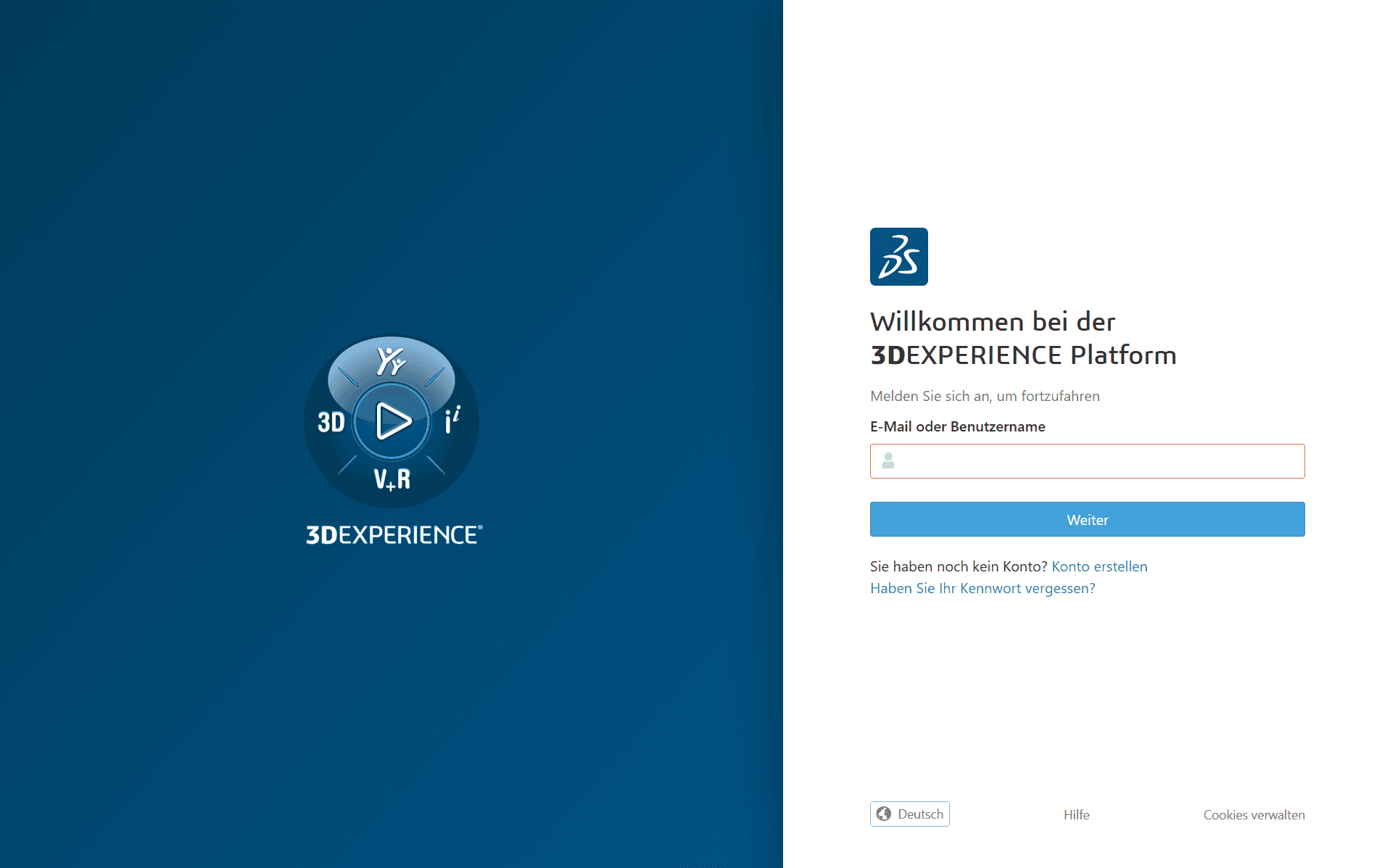 The 3DEXPERIENCE sign-in screen